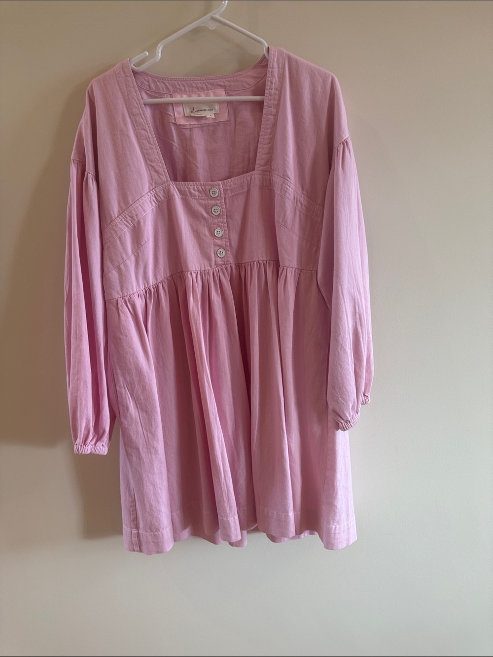 Anthropologie Light Pink Cotton Babydoll Tunic Dress